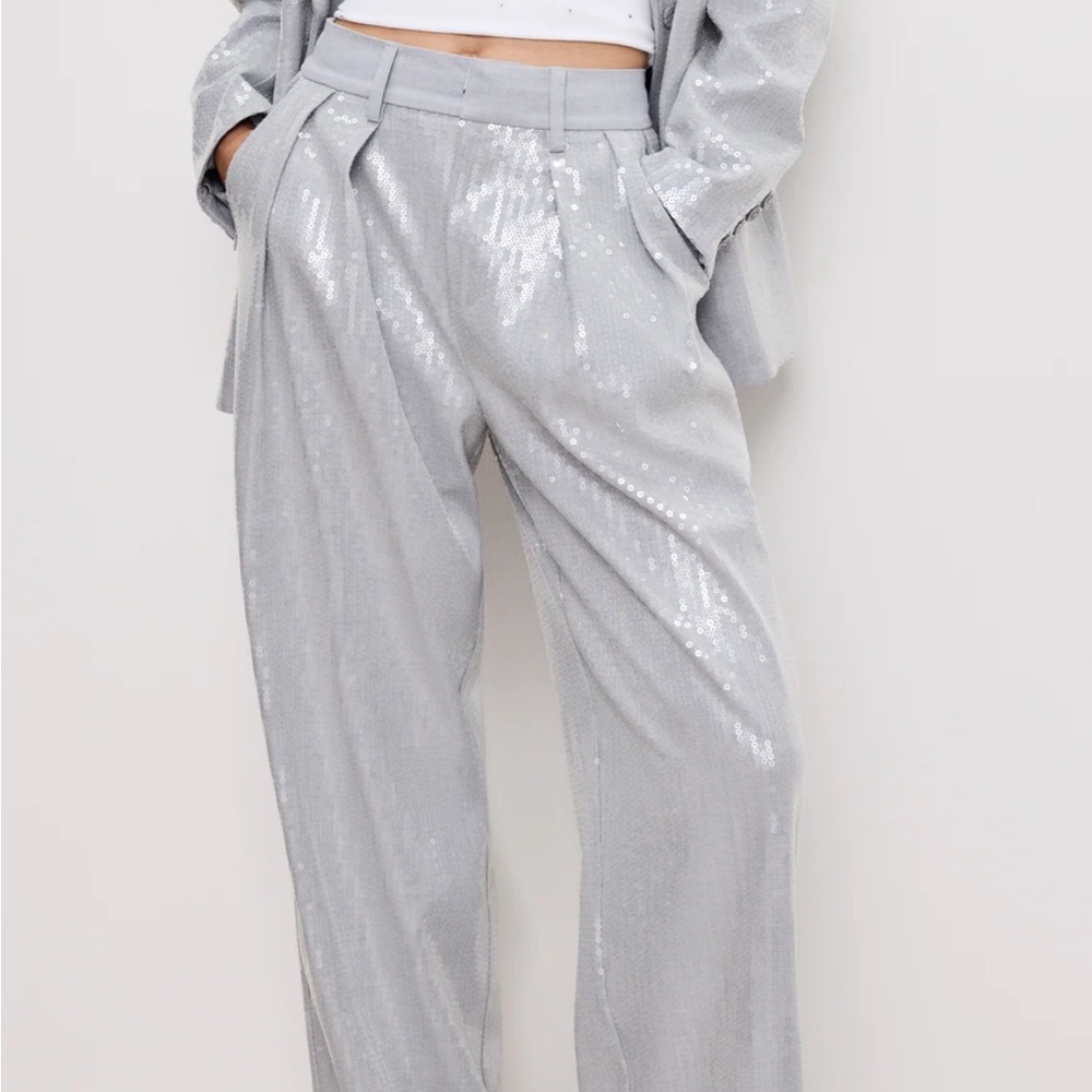 NEW YEARS SALE! GOOD American Good ’90s Sequin Trousers NWT retails $229 - Picture 2 of 4